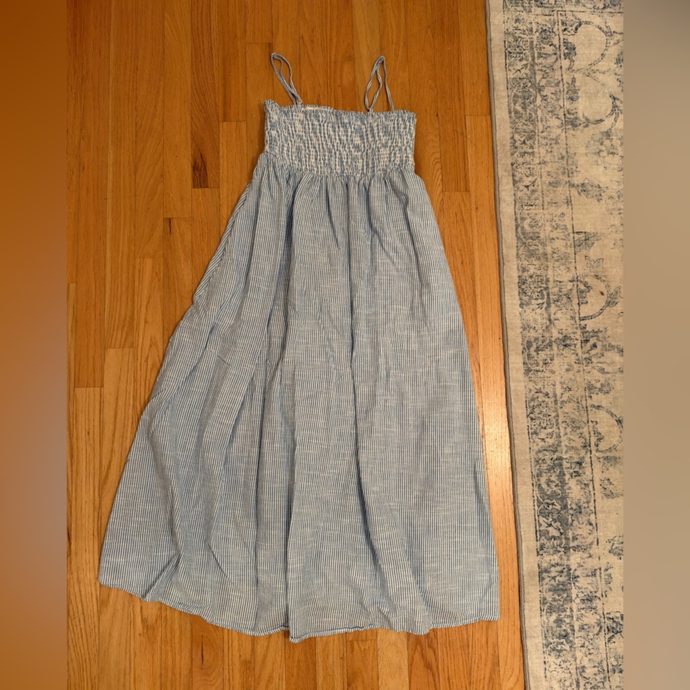 aerie Light Blue and White Striped Dress